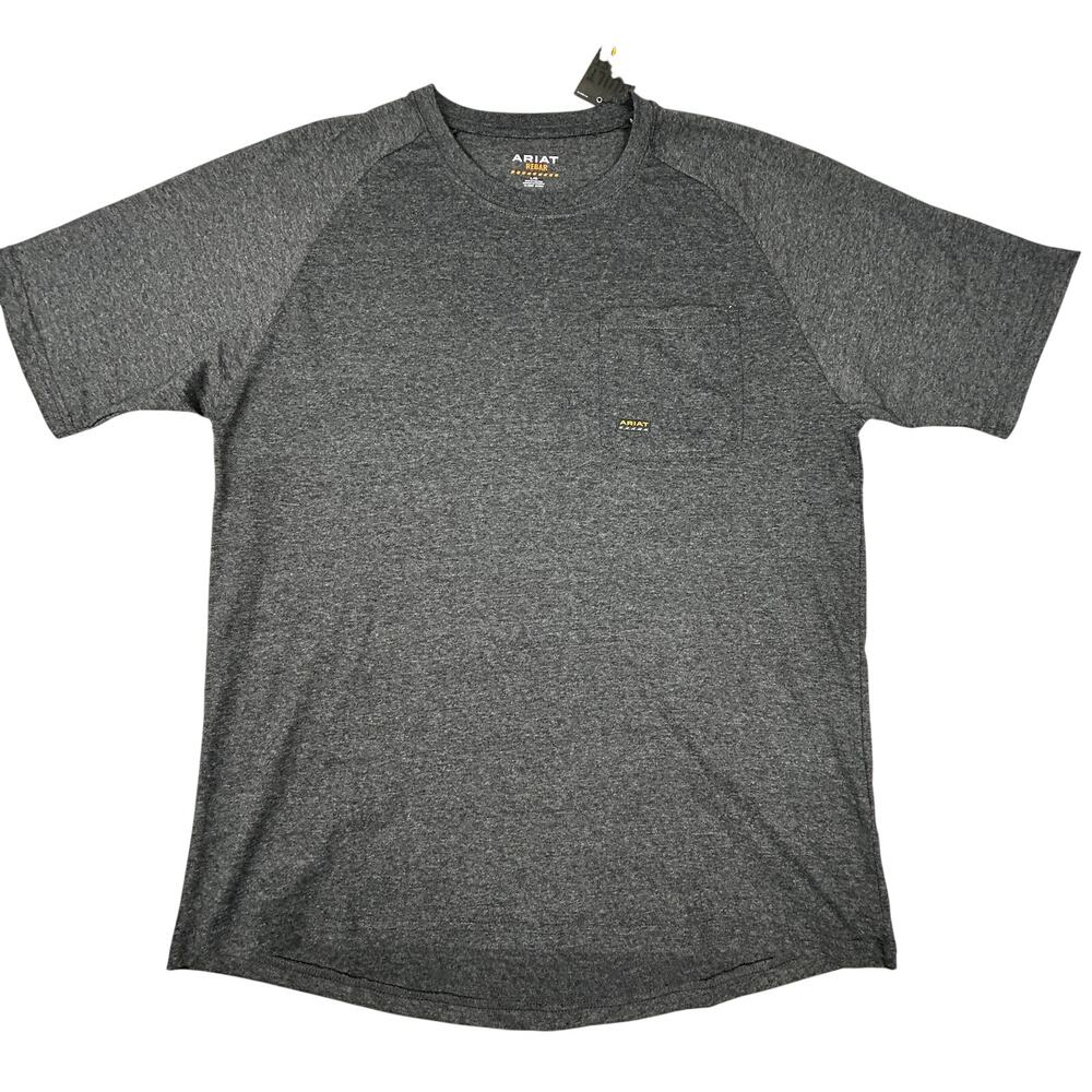 Ariat Rebar Work T-Shirt Mens L NWT Cotton Strong Gray Heather S/S Pocket Crew